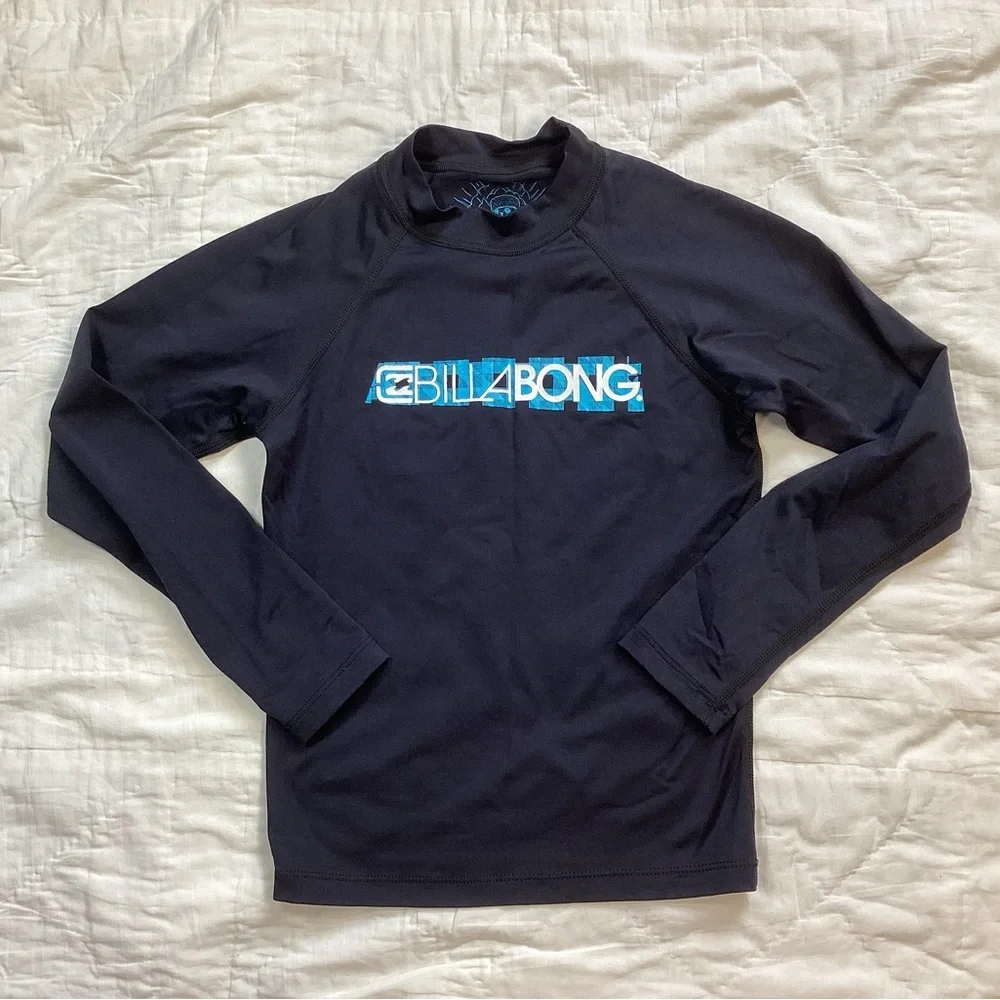 Kids Billabong UPF 50+ Long Sleeve Rashguard Swim Shirt Black 12
